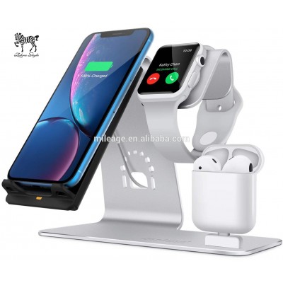 3 in 1 Wireless Fast Charger i Watch Charging QI Standard Charger Dock Phone Metal Bracket Earphones Charge Station